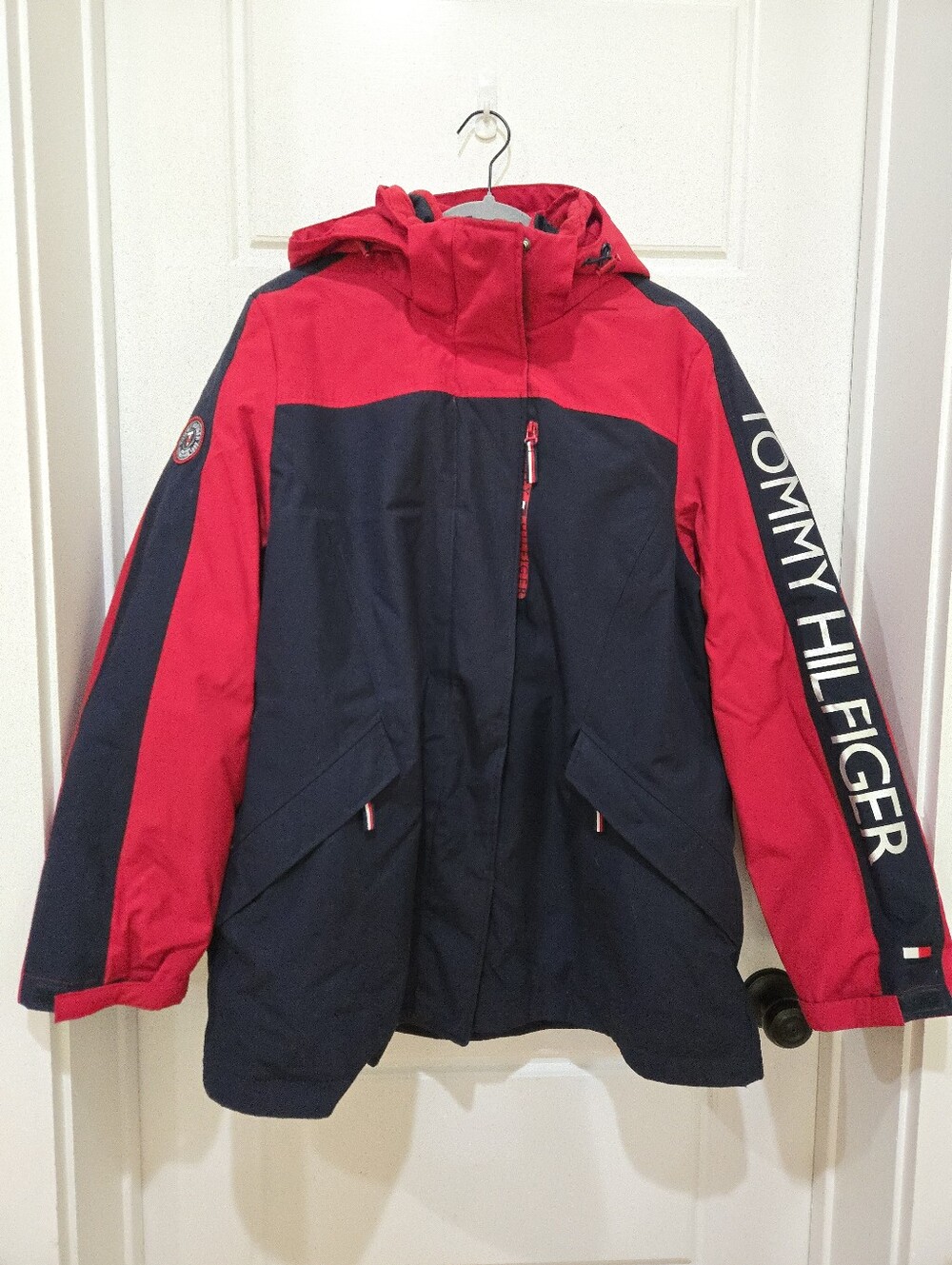 Tommy Hilfiger Women’s XL 3-in-1 All Weather System Jacket Red Navy Hooded GUC